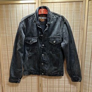 Vintage 1987 Harley Davidson Screaming Eagle Black Denim jean Jacket